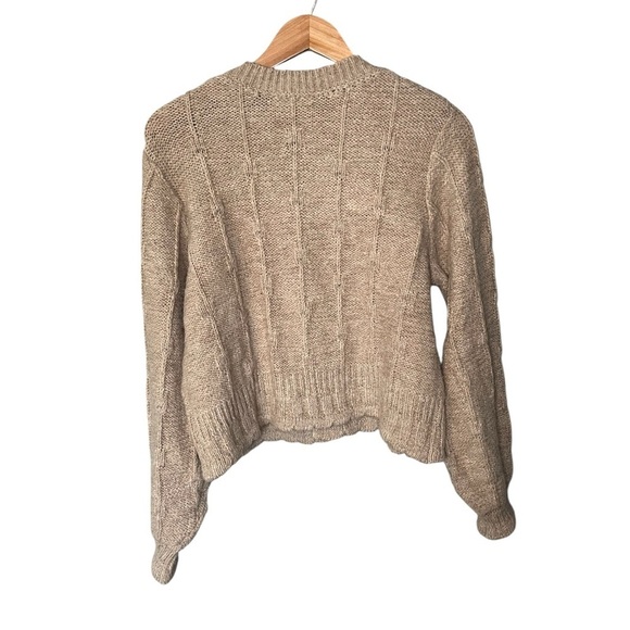 New In Rose Crochet Button Cabled Soft Beige Cardigan - Picture 3 of 11